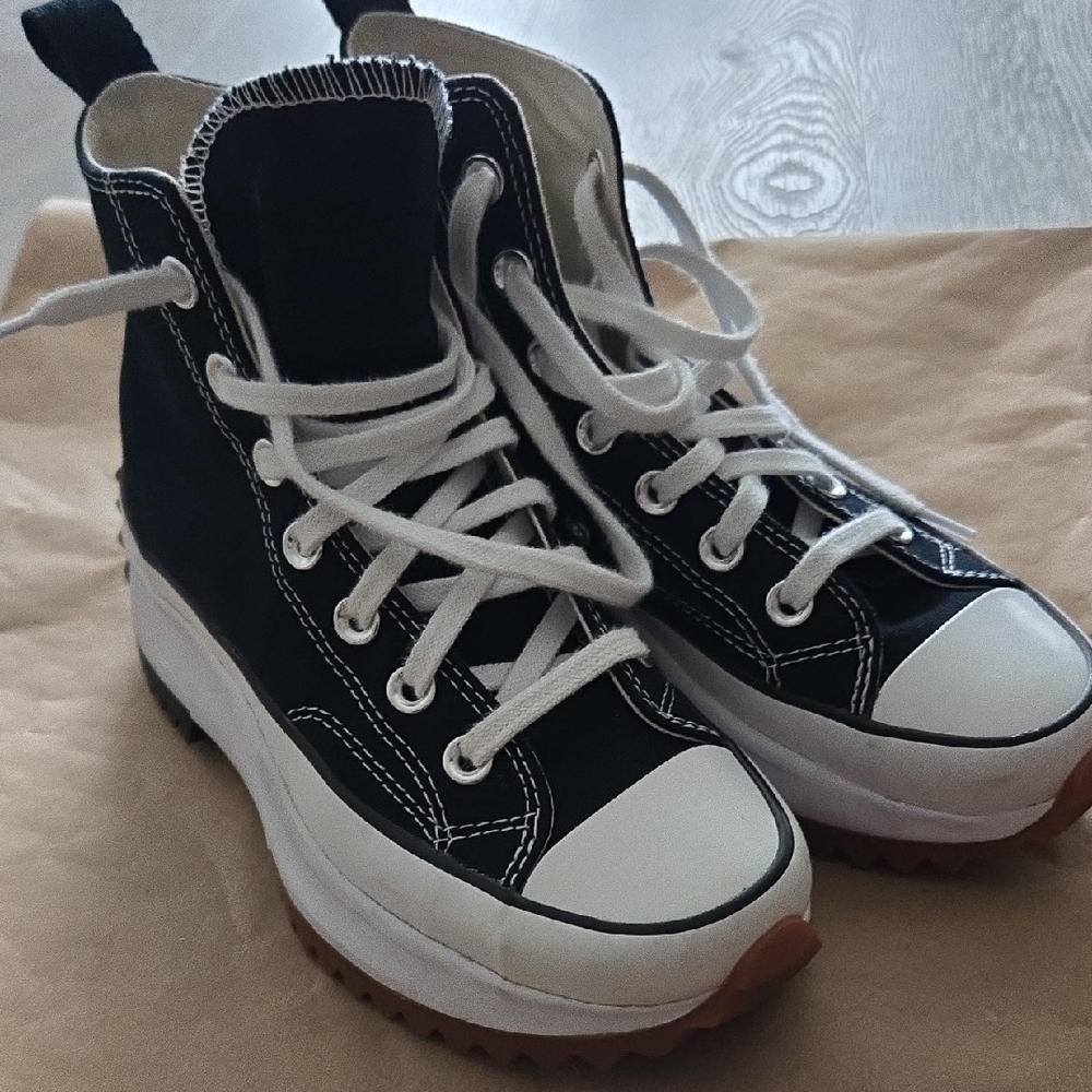 Stylish Black and White High-Top Sneakers